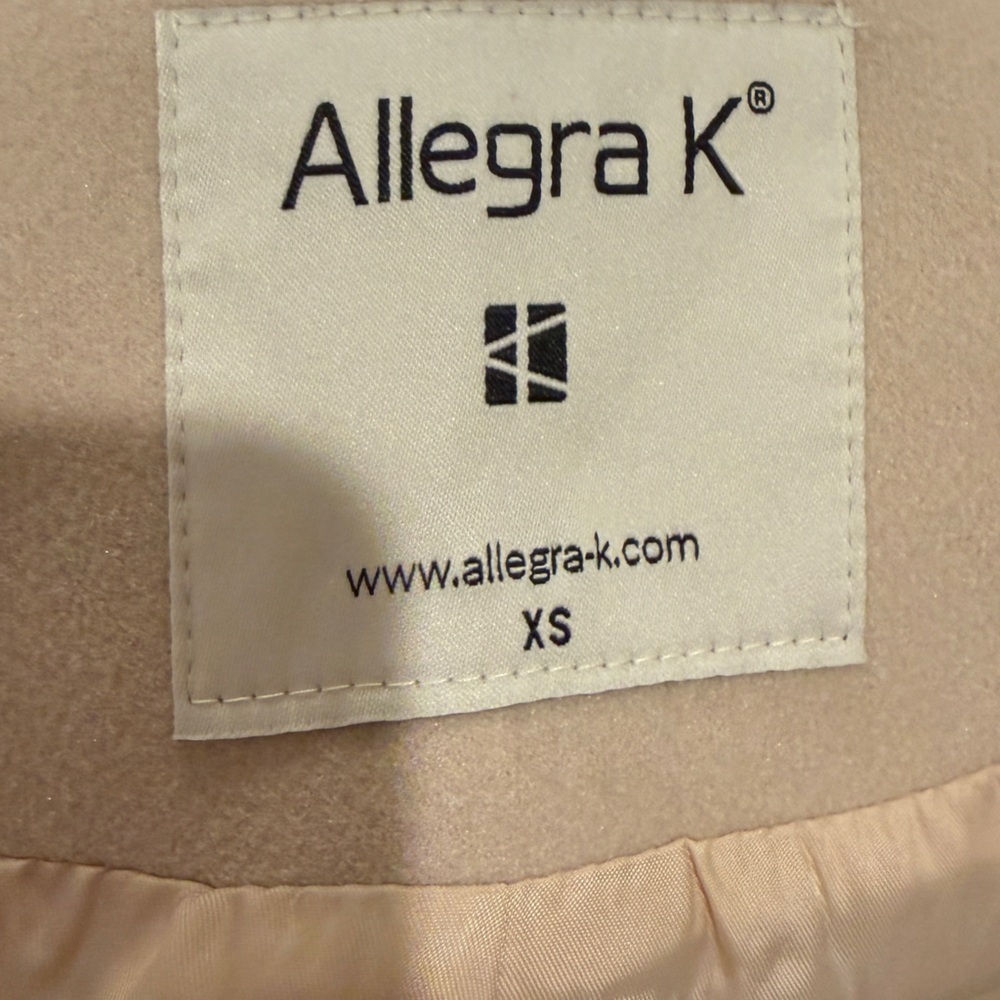 NEW Allegra K Cream Double-Breasted Pea Coat with Lapel Collar - Size XS - Picture 4 of 5